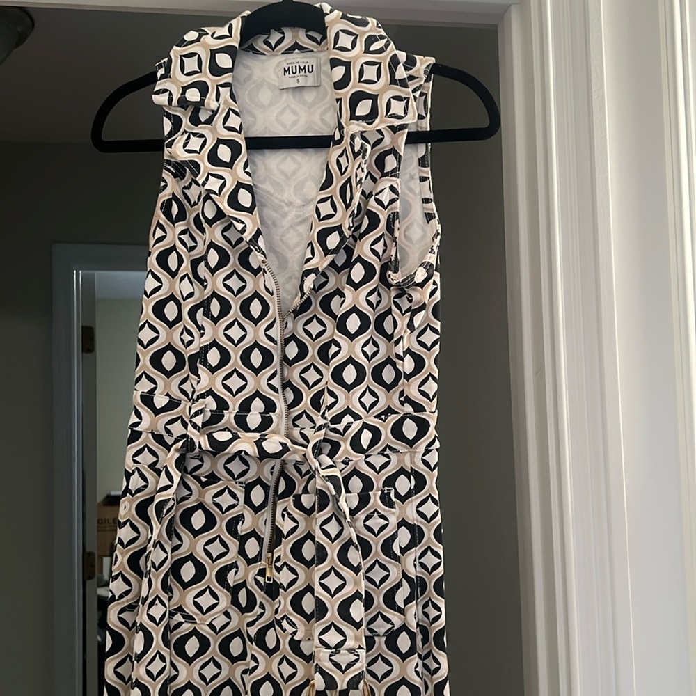 Show Me Your MuMu Black and White Patterned Jacksonville Cropped Jumpsuit